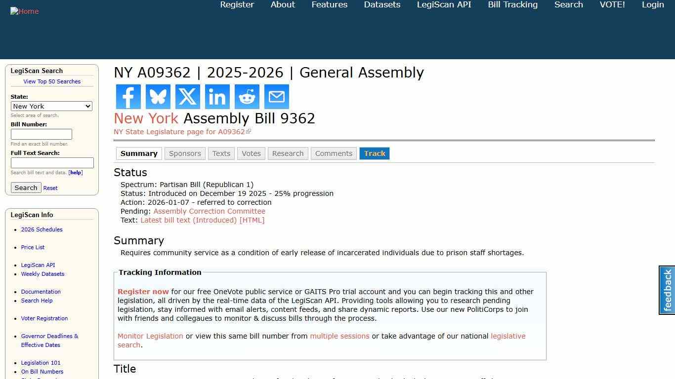 NY A09362 2025-2026 General Assembly LegiScan
